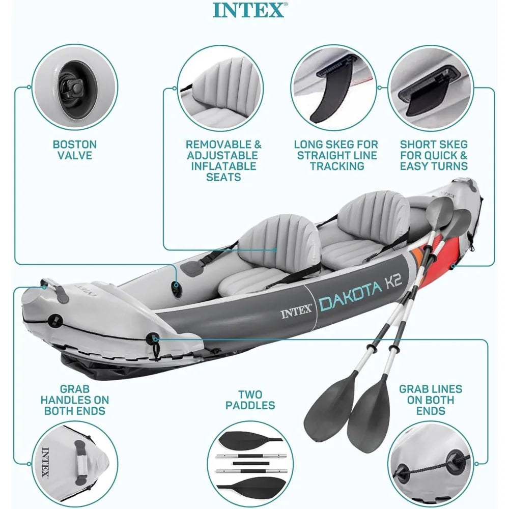 2 Person Inflatable Kayak and Accessory Kit with 86Inch Oars,Air Pump, and Carry Bag for Lakes and Rivers,Vinyl Inflatable Kayak