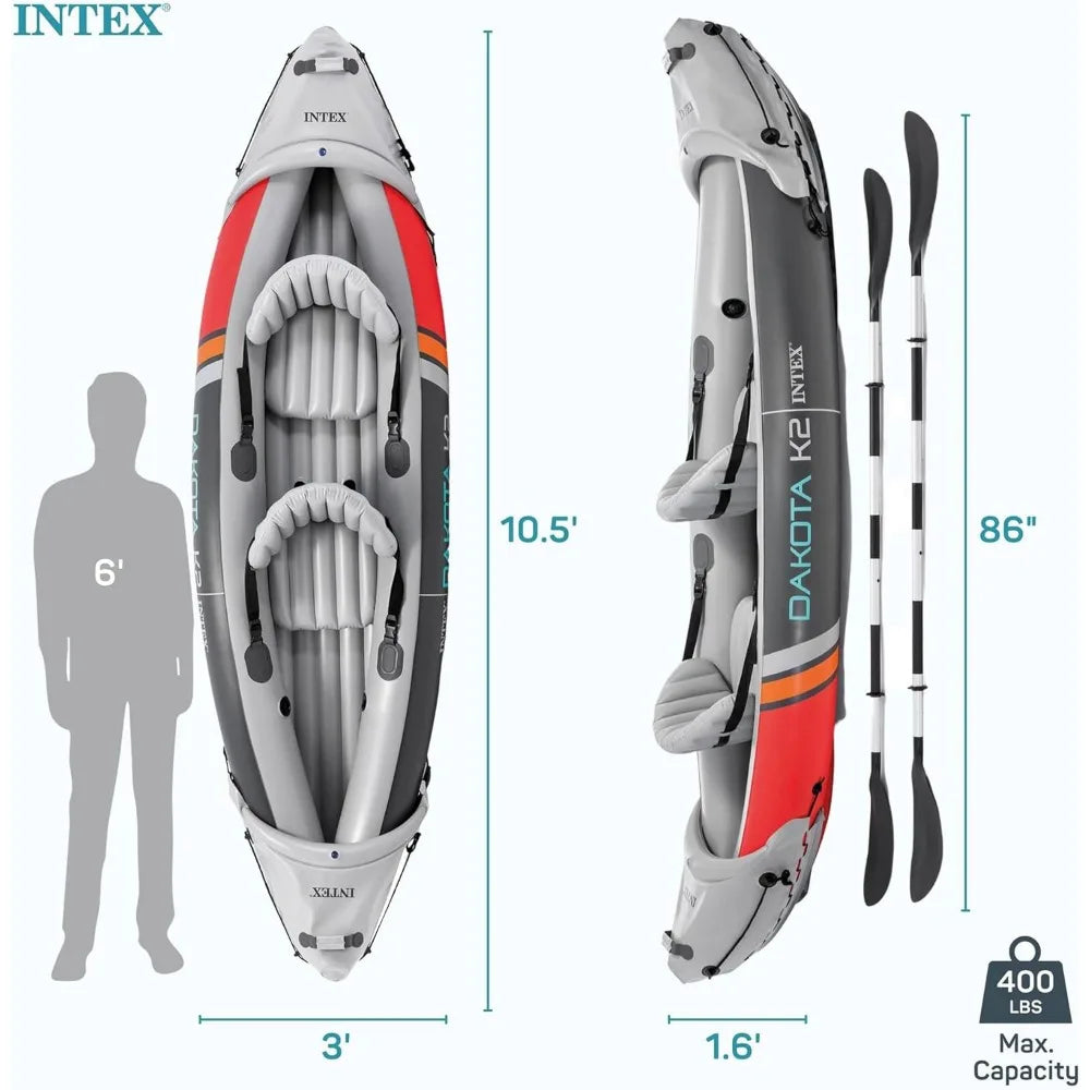 2 Person Inflatable Kayak and Accessory Kit with 86Inch Oars,Air Pump, and Carry Bag for Lakes and Rivers,Vinyl Inflatable Kayak